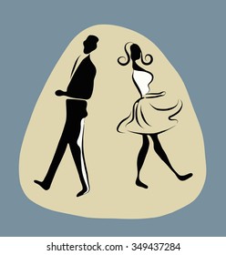 silhouette of a dancing couple girls and boys