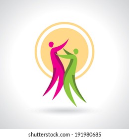Silhouette of dancing couple icon on a white background