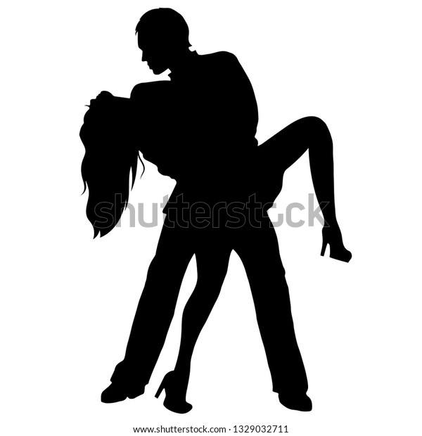 Silhouette Dancing Couple Isolate On White Stock Vector (royalty Free 