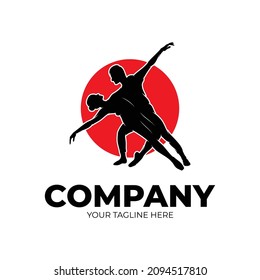 Silhouette of dancing couple logo design