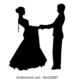 silhouette of a dancing couple on a white background vector