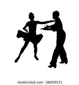 Silhouette of a dancing couple . Vector