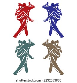Silhouette Of The Dancing Couple Vector Illustration
