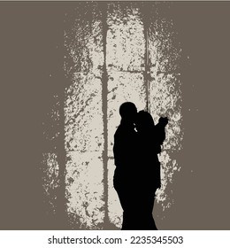 silhouette of dancing couple vector illustration