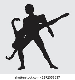 Silhouette of dancing couple.Ballroom dance people