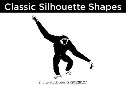 Silhouette of a dancing figure isolated on white background
