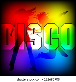 silhouette of dancing figure on shining background