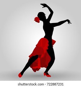 silhouette of a dancing flamenco dancer