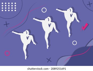 Silhouette of a dancing girl. Abstract background with halftones and line elements Vector Design great to be used as a background, a wallpaper, or any other similar purposes
