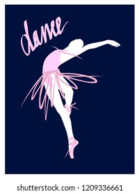 Silhouette of a dancing girl. Ballet Dancer girl isolated. Vector illustration hand drawn.

