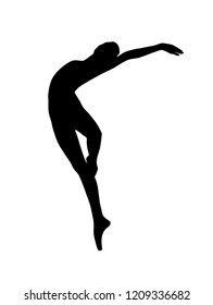 Silhouette of a dancing girl. Ballet Dancer girl isolated. Vector illustration hand drawn.
