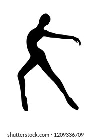 Silhouette of a dancing girl. Ballet Dancer girl isolated. Vector illustration hand drawn.
