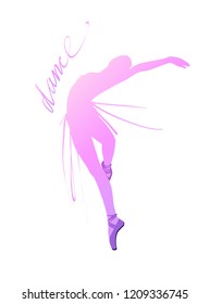 Silhouette of a dancing girl. Ballet Dancer girl isolated. Vector illustration hand drawn.
