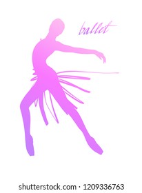 Silhouette of a dancing girl. Ballet Dancer girl isolated. Vector illustration hand drawn.
