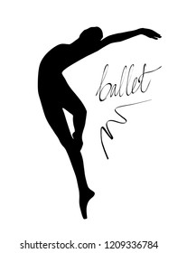 Silhouette of a dancing girl. Ballet Dancer girl isolated. Vector illustration hand drawn.
