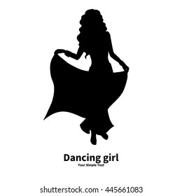 Silhouette Of A Dancing Girl. Belly Dance And Bollywood Dancing. Isolated On White Background.