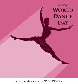 Silhouette of dancing girl celebrating world dance day. vector illustration