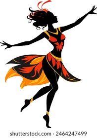 silhouette of a dancing girl in a dress