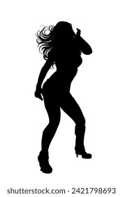 Silhouette of a dancing girl. hand drawing. Not AI. Vector illustration