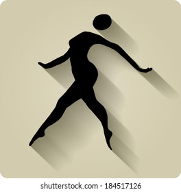 Silhouette of dancing  girl, hand-drawn sketch, vector illustration