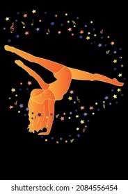 silhouette of a dancing girl in a single dance