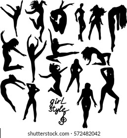 Silhouette Dancing Girl Vector Illustration Stock Vector (Royalty Free ...