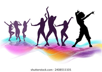 Silhouette of a dancing girls abstract. hand drawing. Not AI, Vector illustration