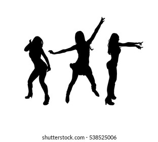 Silhouette of dancing girls. Vector