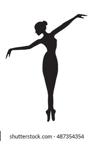 Silhouette of dancing graceful ballerin.Dance. Isolated background, white .