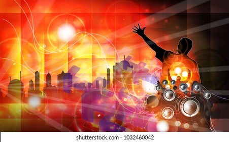 Silhouette of dancing people