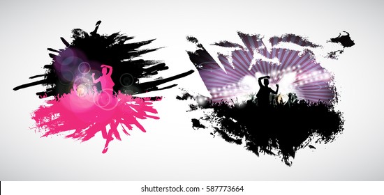 Silhouette of dancing people