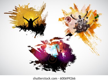 Silhouette of dancing people