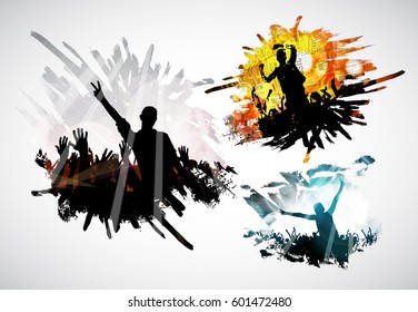 Silhouette der tanzenden Menschen