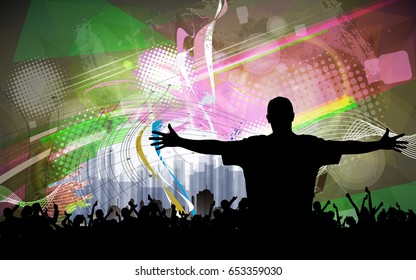Silhouette of dancing people