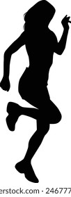 Silhouette of dancing people illustration isolated on white. Friends having fun doing activity