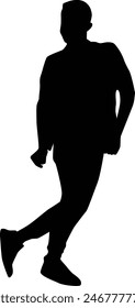 Silhouette of dancing people illustration isolated on white. Friends having fun doing activity