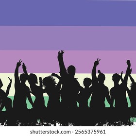 Silhouette dancing people retro art design vector