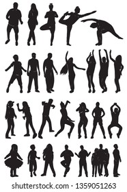 silhouette of dancing people set
