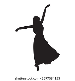 Silhouette of a dancing person, sketch style shadow dancer art.