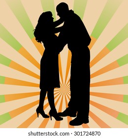 Silhouette dancing with sunshine in the background