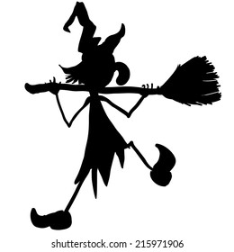 Silhouette of dancing witch. Happy Halloween Poster. Vector illustration