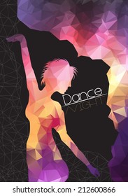 Silhouette of Dancing Woman on Abstract Background Party Flyer Template - Vector Illustration