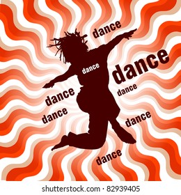 silhouette of dancing woman on wavy background