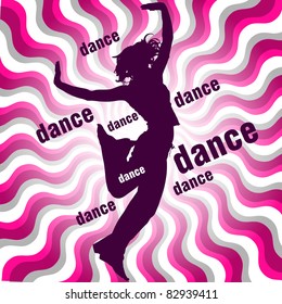 silhouette of dancing woman on wavy background