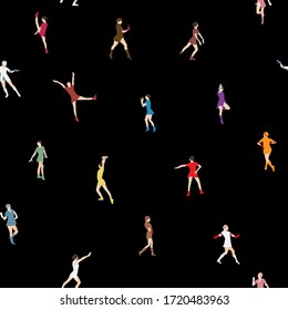 Silueta de una mujer bailarina Vector de fondo de patrón sin soldadura Ilustración EPS10