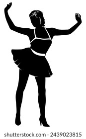 Silhouette of Dancing Woman. Vector cliparts isolated on white.