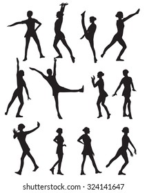 Silhouette of a Dancing Woman Vector Illustration EPS10