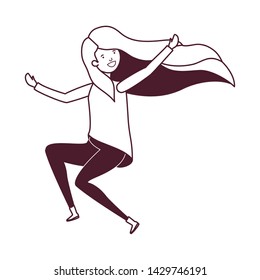 silhouette of dancing woman in white background