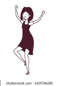silhouette of dancing woman in white background