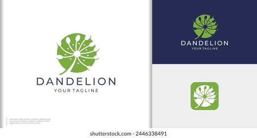 logo de la flor del diente de león de la silueta en la Plantilla de diseño de forma circular.